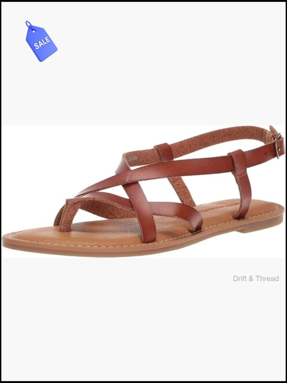 Strappy Flat Sandals with Adjustable Ankle Strap, Padded Insole